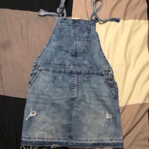 Distressed Overall dress with pockets